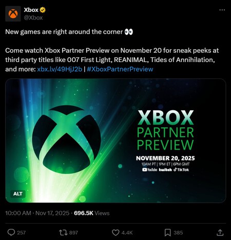 Xbox Partner Horarios Mexico Latinoamerica