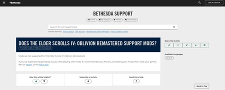 Bethesda Mods Oblivion Remastered