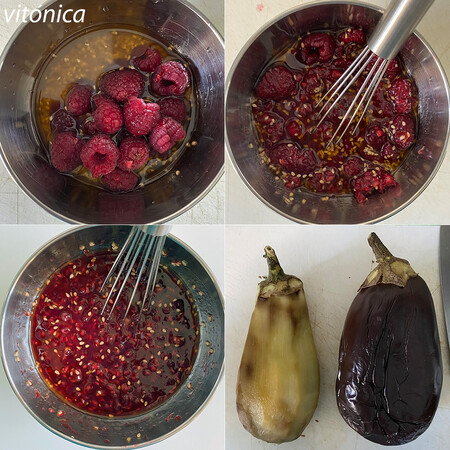 Berenjenas Vinagreta Frambuesas Pasos