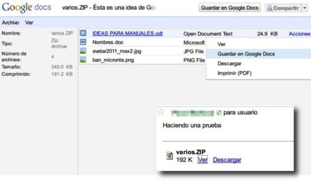 El visor de Google Docs ahora permite acceder al contenido de archivos ZIP y RAR
