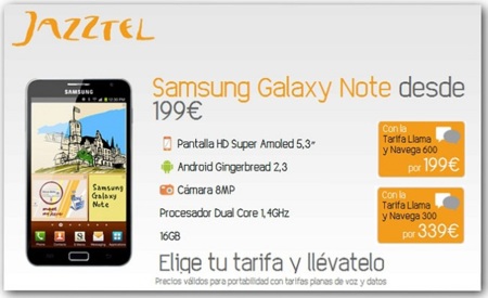 Jazztel aumenta su tienda de móviles subvencionados con Galaxy S2, Note, Sensation o Arc S entre otros