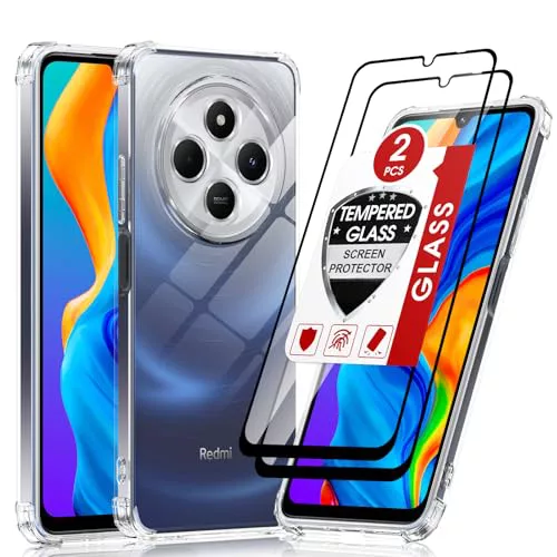 LeYi Funda para Xiaomi Redmi 14C/14 C 4/5G / Xiaomi Poco C75 con [2-Unidades] Cristal Templado