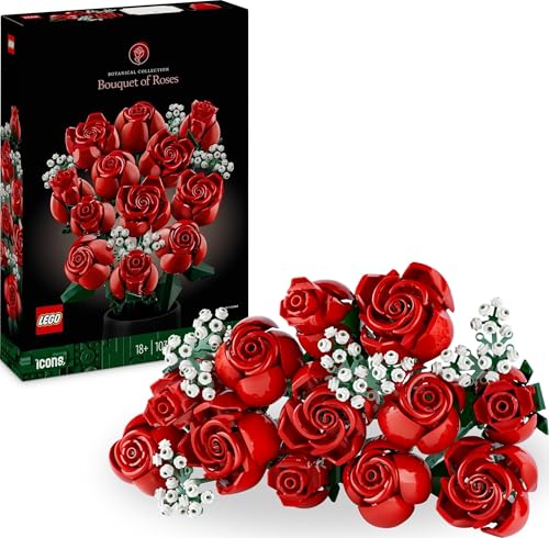 LEGO Botanicals Ramo de Rosas Rojas - Flores Artificiales para Decoración del Hogar - Regalo de Cumpleaños y Aniversario para Mujeres y Hombres - Maquetas para Construir para Adultos 10328