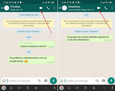 WhatsApp ya permite iniciar una videollamada grupal desde el chat de