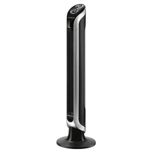 Rowenta Eole Infinite Ventilador de Pie Potente, Torre de 1 m de alto, 3 Velocidades, Oscilación de 180° y Temporizador hasta 3 horas, 43 dBA, Sin Aspas, Moderno, Negro VU6620