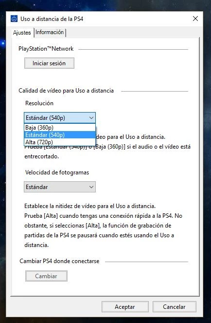 Uso a distancia de la PS4