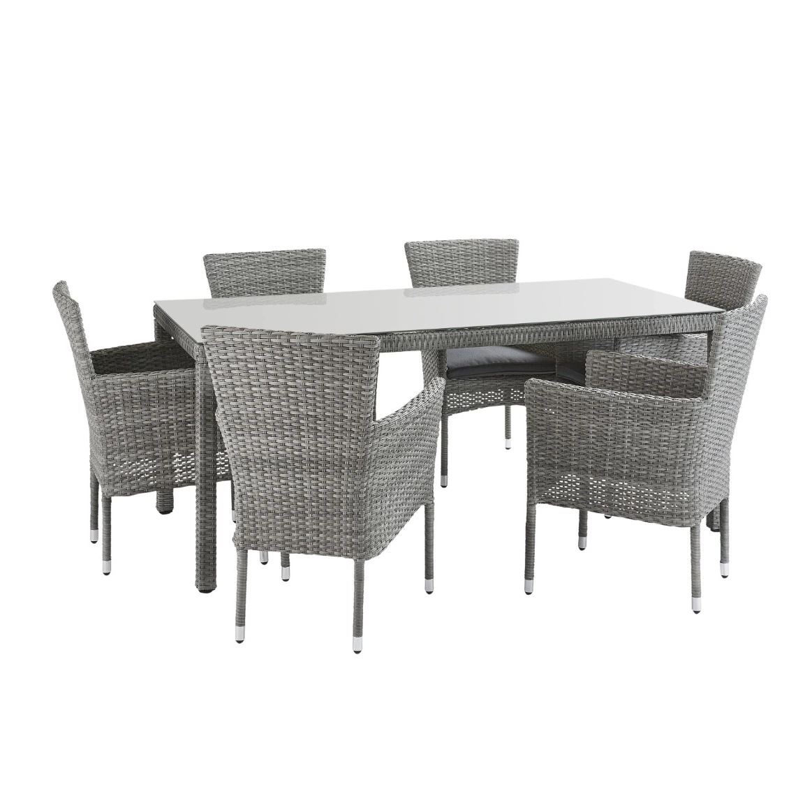 Conjunto de muebles de exterior Davos de aluminio y ratán para 6 comensales