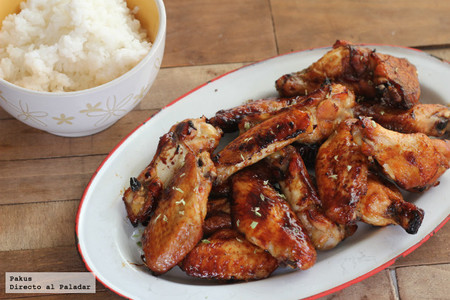 Alitas de pollo con soja, miel y limón. Receta