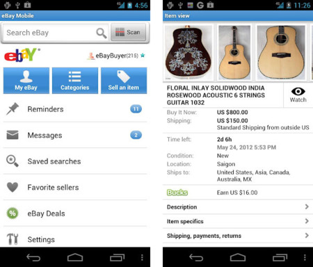 eBay actualiza su aplicación para Android