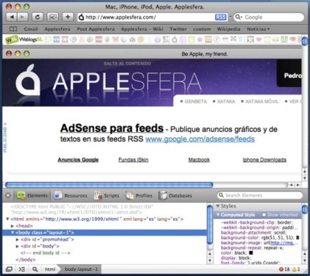 Rediseño de Inspector de elementos en la última versión de Webkit