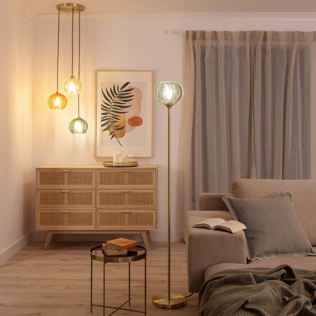 Ledkia Lámpara de Pie Metal y Cristal Klimt Verde