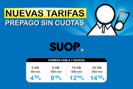 SUOP estrena tarifas de tarjeta prepago con hasta 20 GB por 14,99 euros