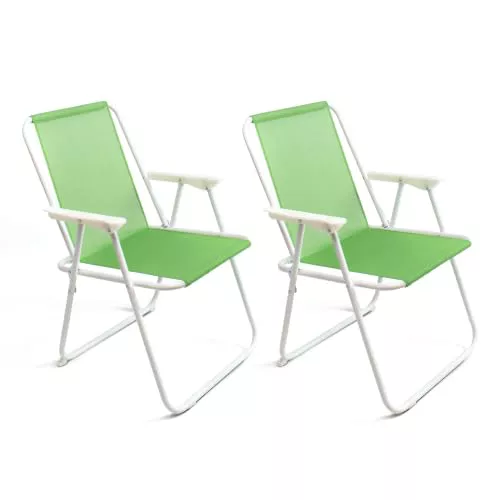 THE SECRET HOME - Pack de 1,2,4 y 6 Sillas de Playa Plegables - Silla en Metal y Poliéster - Asiento Ideal para Playa, Jardín y Terraza (2, Verde)