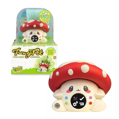 Garden Keepers - FungiPot, Maceta Inteligente, Mascota Digital Interactiva para Cuidar Plantas, Sensores de Humedad, Luz y Temperatura, Juegos Digitales, Incluye Sustrato y Semillas, Famosa (GAD00000)