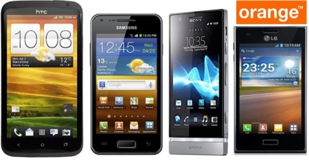 HTC One X, Sony Xperia P, Samsung Galaxy Advance y LG Optimus L5 con Orange en julio. Tenemos los precios