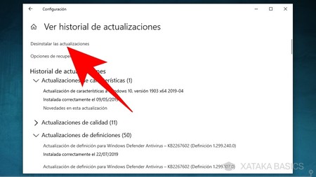 Desinstalar Actualizaciones