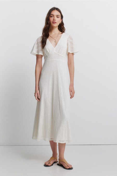 vestido midi bordado