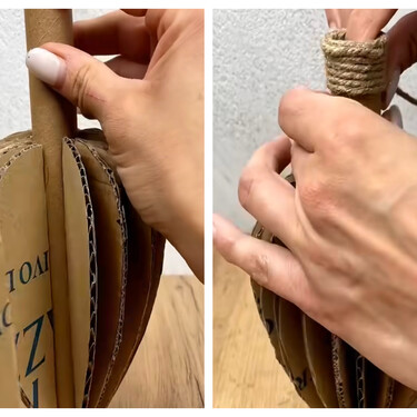 Antes de tirar el tubo del papel de cocina, mira este truco: puedes hacer un jarrón decorativo precioso 