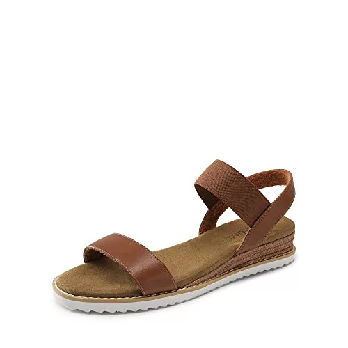 DREAM PAIRS Sandalia de Vestir Mujer Cuña Zapatos de Tacón BajoAlpargatas Clásicos de Punta Redonda con Hebillas y Tiras Verano MARRÓN SDPW2310W-E Talla 39 (EUR)