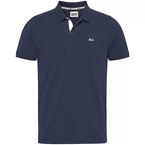 Tommy Jeans Tjm Slim Placket Polo Dm0dm15370 Polos de Manga Corta, Azul (Twilight Navy), S Hombre