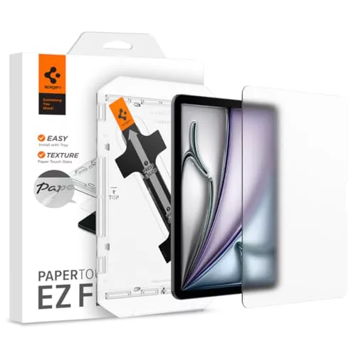 Spigen PaperTouch EZ Fit Textura Papel Protector Pantalla para iPad Air 11 Pulgadas M4 (2026), iPad Air 11 Pulgadas M3 (2025), M2 (2024), 1 Unidad, Cristal Templado, Mate, Compatible con Apple Pencil