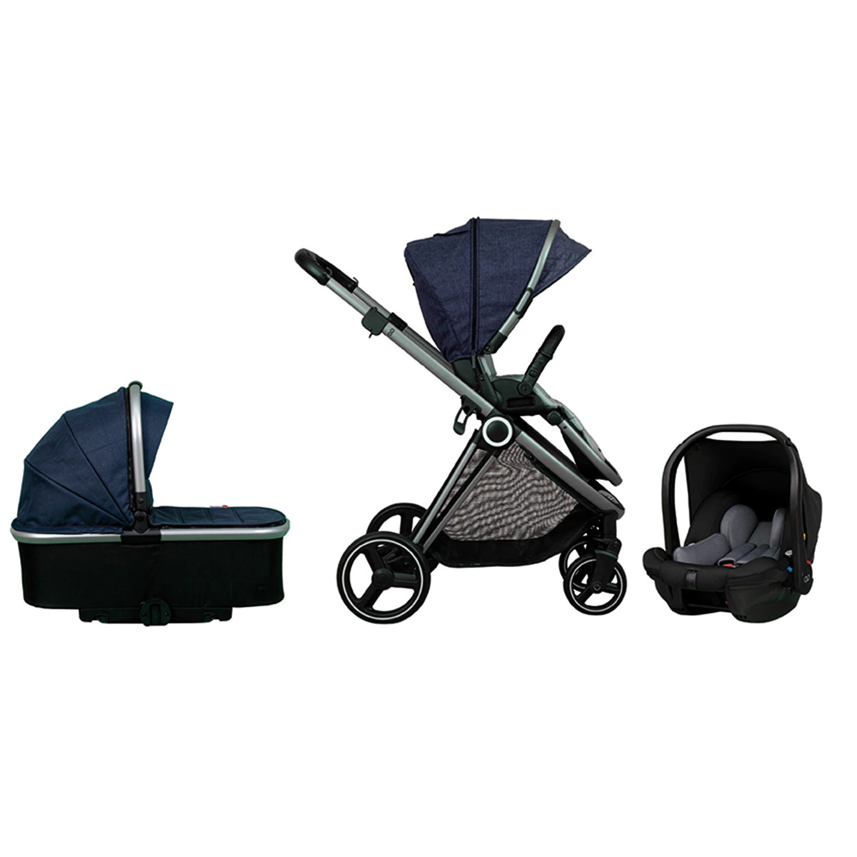 Carro de bebé trío Casualplay Match 3 Space + Capazo + Silla de coche Verai i-Size azul
