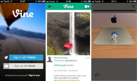 Vine se actualiza con soporte para la cámara frontal de los iPhone