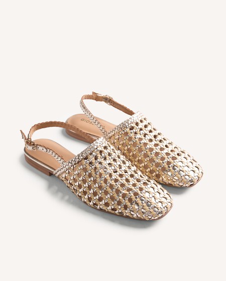 Zapatos Planos Destalonados Dorados Babuchas Mule Bailarinas Primavera Comodos Elegantes Bonitos