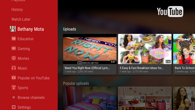 Youtube para Android TV