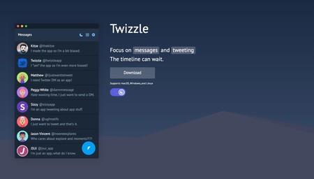 Twizzle es un cliente de Twitter gratuito para Windows, Linux y macOS que busca reducir tu adicción a esta red social