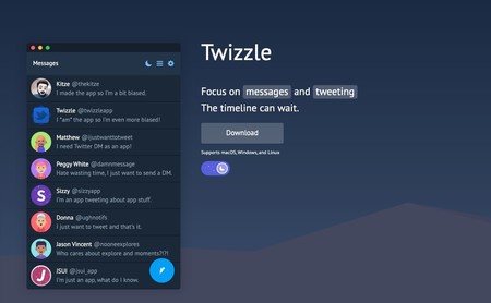 Twizzle es un cliente de Twitter gratuito para Windows, Linux y macOS que busca reducir tu adicción a esta red social