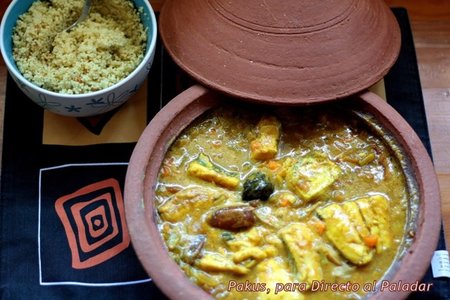 Tajine de merluza con verduras. Receta