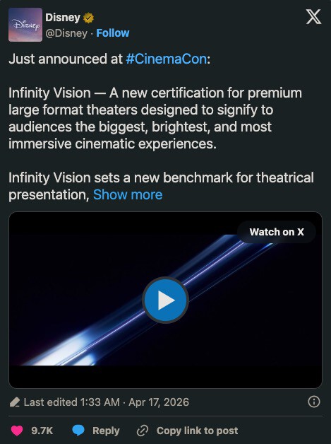 Infinity Vision Display Infinity Vision, el IMAX de Disney suena a un truco para asegurarse que ...