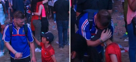 Un niño protagonizó el momento más emocionante de la Eurocopa al animar a un aficionado rival que lloraba