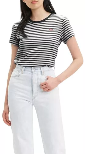 Levi's Perfect Tee, T-Shirt para Mujer, Raita Stripe Caviar, M