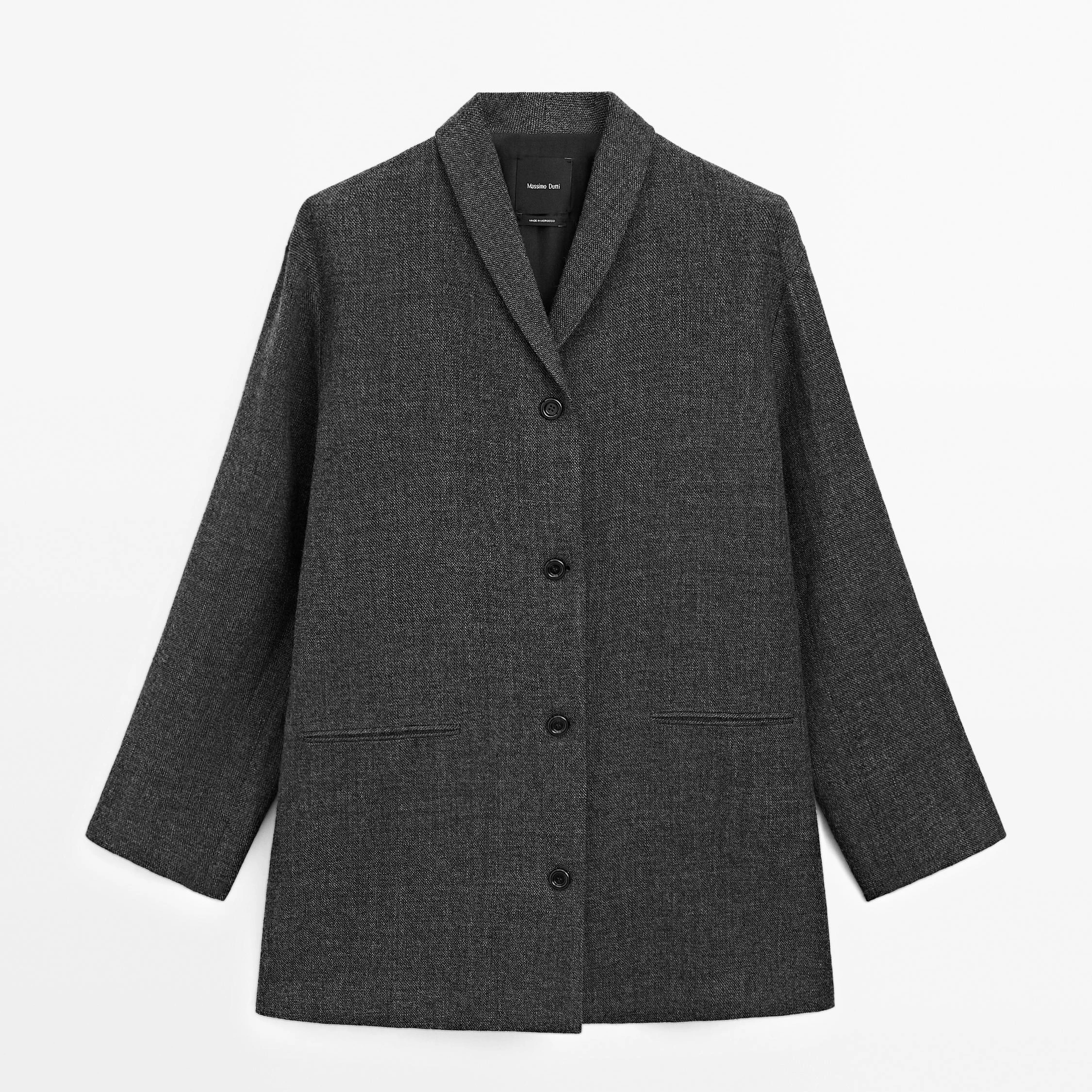 Abrigo medio cuello solapa con lana

