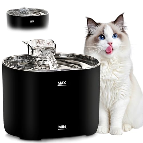 Rantuia Fuente de Agua para Gato 2.2L con 4 Capas de Filtración