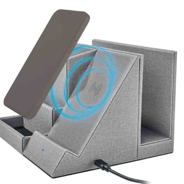 Organizador de escritorio con carga inalámbrica