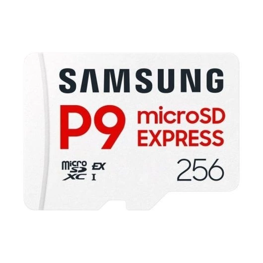 Samsung P9 Express microSD 256GB, velocidad de lectura hasta 800 MB/s, U3, V30, A1, para Nintendo Switch 2, Smartphones, Tablets, GoPRO , Dron DJI, Steam Deck, (MB MK256T)