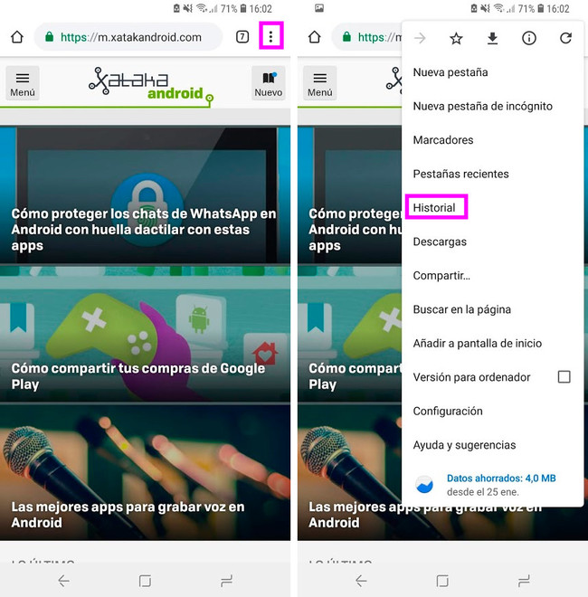 Cómo borrar el historial de búsqueda de Google desde un móvil Android