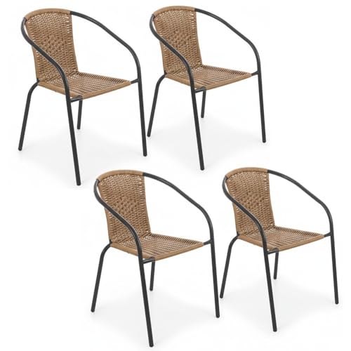 LOLAhome Pack 4 Sillas Jardín Exterior 