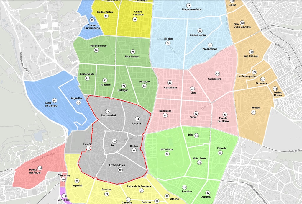 En este completo mapa interactivo de Madrid puedes ver todas las zonas azules y verdes con parquímetros