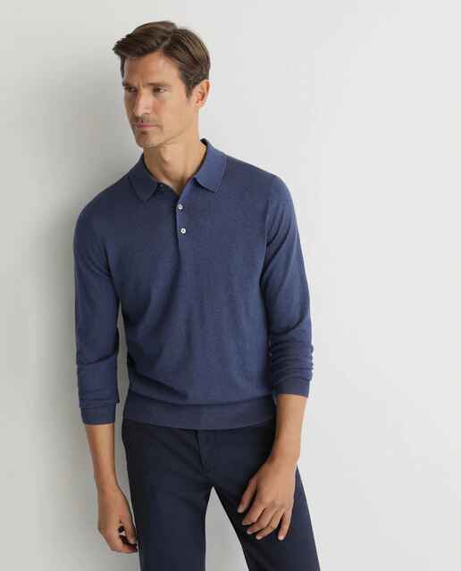 Polo de hombre en manga larga color azul marino de Hackett