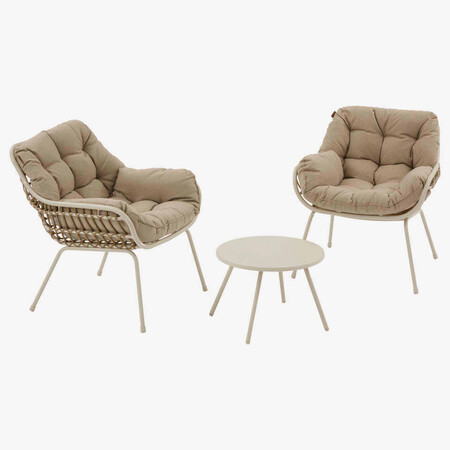 Conjunto De Jardin Para 2 Personas De Acero Crema Paolux