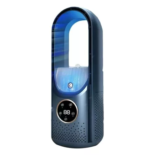 Ventilador de refrigeración portátil alimentado por USB con 6 velocidades de viento, temporizador de 6 horas, humidificación rápida para el hogar, dormitorio, oficina, ideal para familiares y amigos
