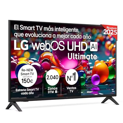 LG 43UA73006LA - TV 43", UHD 4K, WebOS 25, Ultimate IA, HDR10 Pro, Super Upscaling, Dolby Digital Plus, Google Assistant, Negro