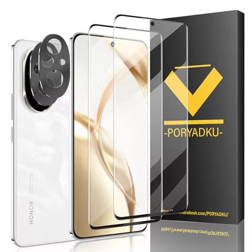 V-PORYADKU Protector de Pantalla para Honor 200 2 Piezas + Protector de Lente de Cámara 2 Piezas, Anti-Scratch, Sin Burbujas, 3D Cobertura Completa, HD Transparente Honor 200 5G Vidrio Templado
