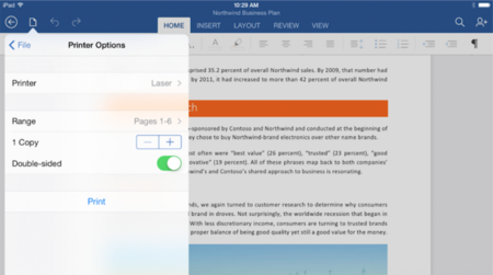 Microsoft actualiza Office para iPad haciéndolo compatible con AirPrint