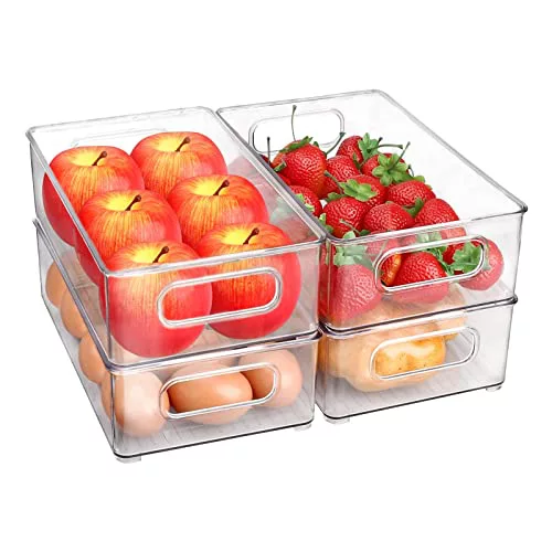 Diwoker Organizador Nevera, Almacenaje Cocina, Transparente 4 Piezas