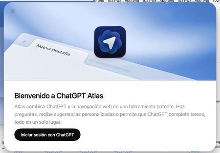 Pantalla de inicio de sesión en ChatGPT. Atlas requiere cuenta